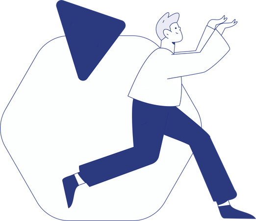 Happy man smiling and jumping In air  Illustration