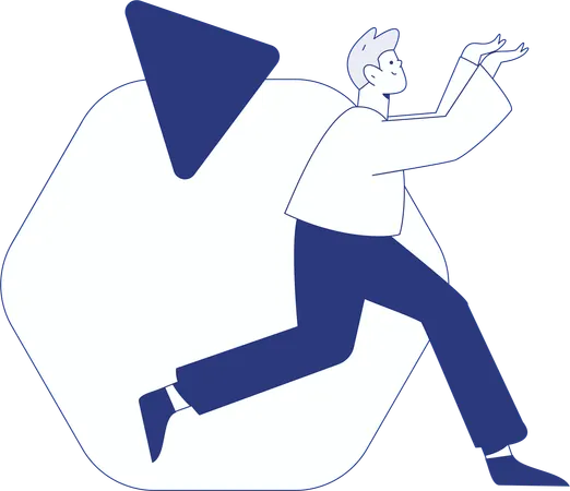 Happy man smiling and jumping In air  Illustration