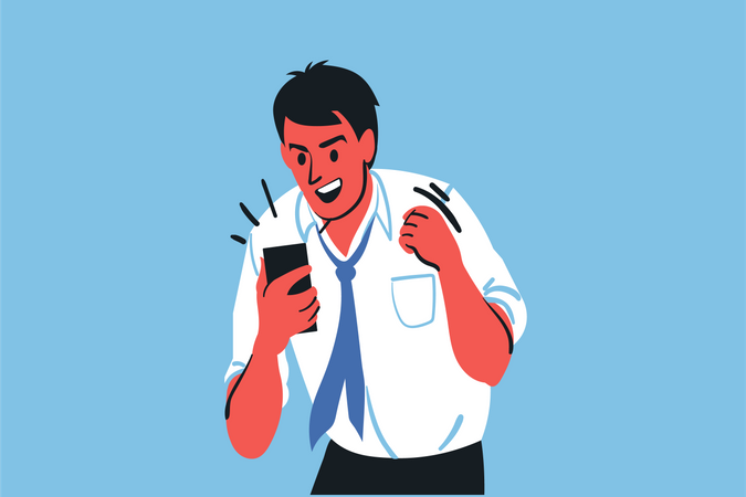 Happy man talking on video call  Illustration