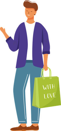 Happy man with birthday present  Illustration