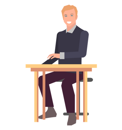 Happy man with business strategy  Illustration