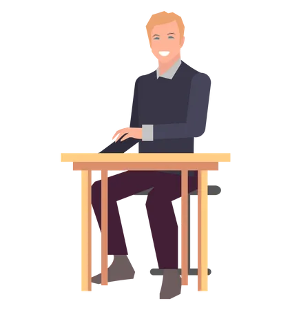 Happy man with business strategy  Illustration