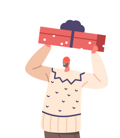 Happy Man With Gift Illustration