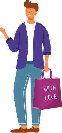 Happy man with gift bag Illustration