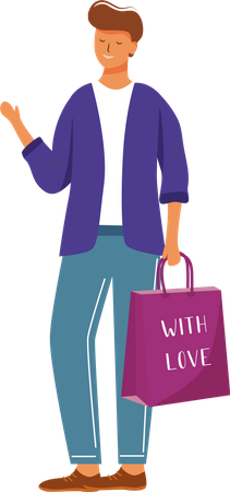 Happy man with gift bag  Illustration