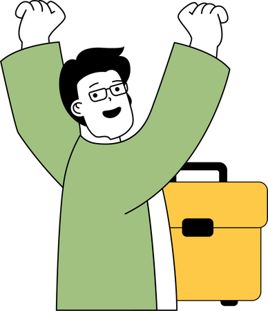 Happy man with office bag  Illustration