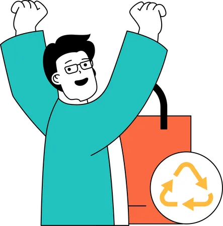 Happy Man with recycle bag  Illustration