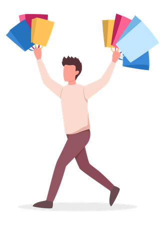 Happy man with shopping bags Illustration