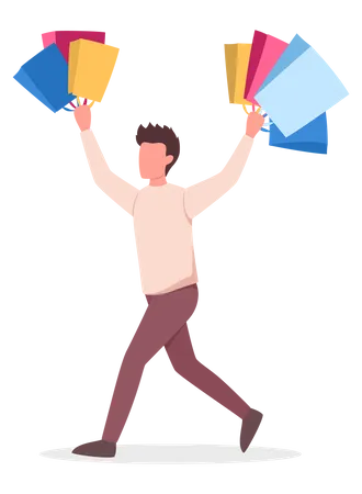 Happy man with shopping bags  Illustration