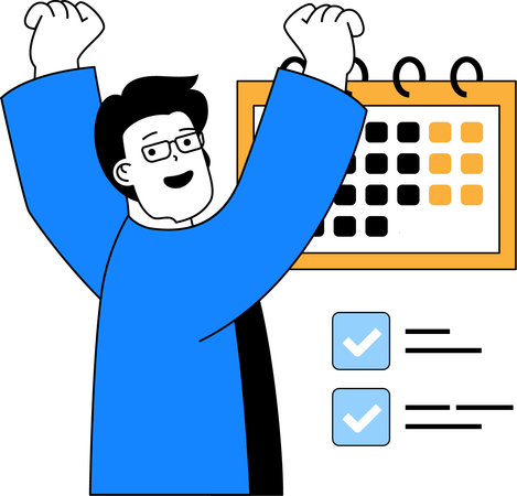 Happy man with task planning  Illustration