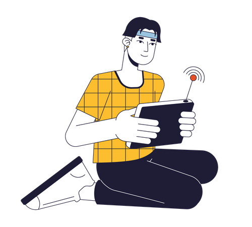 Happy man with wireless control  Illustration