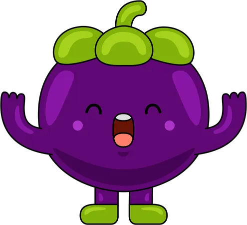 Happy Mangosteen Mascot  Illustration