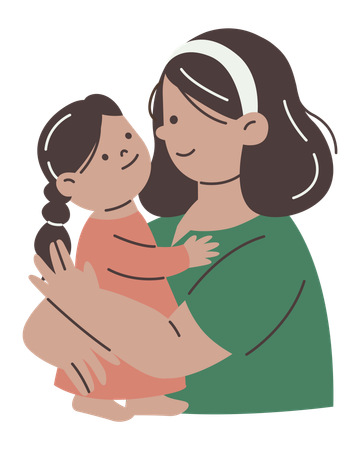 Happy Mom Hugging her Baby  Illustration