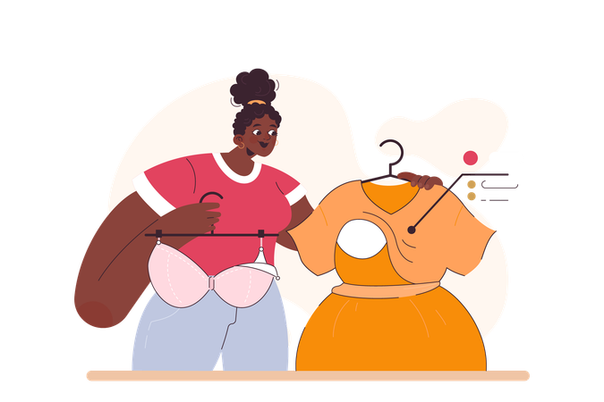 Happy mom is holding a breast feeding clothes  Illustration