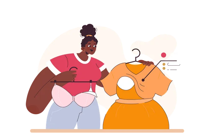 Happy mom is holding a breast feeding clothes  Illustration