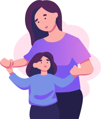 Happy mom playing with daughter Illustration