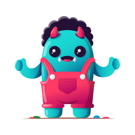Happy monster standing with open hands  Illustration