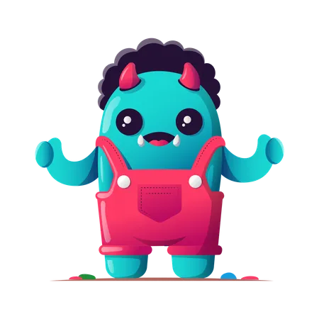 Happy monster standing with open hands  Illustration