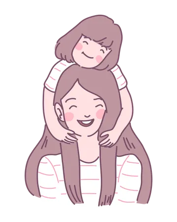 Happy mother and daughter Illustration