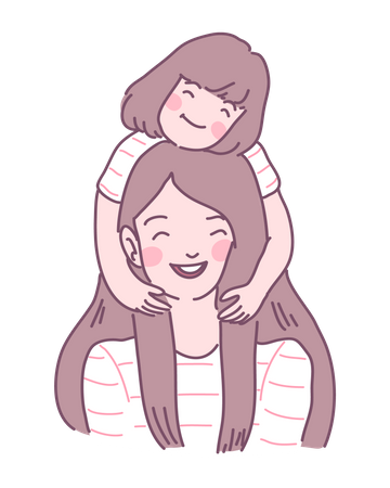 Happy mother and daughter  Illustration