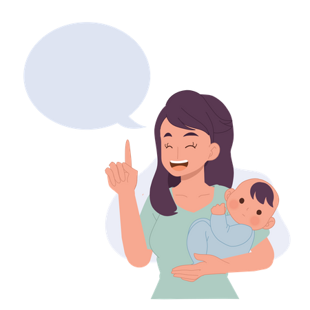 Happy mother is speaking or giving some advice Illustration