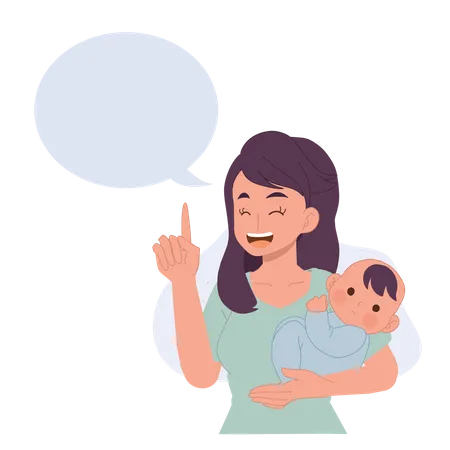Happy mother is speaking or giving some advice Illustration