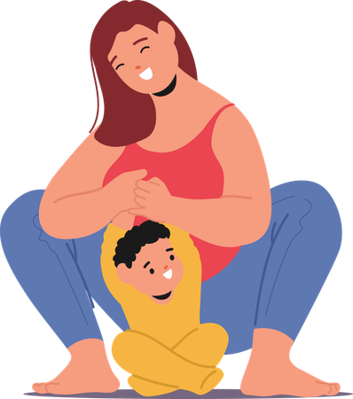 Happy mother playing with baby  Illustration