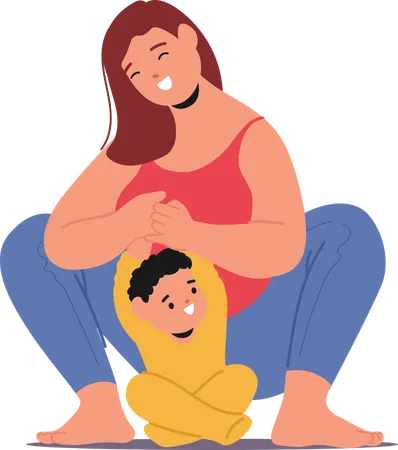 Happy mother playing with baby  Illustration