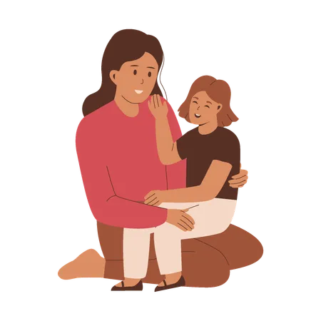 Happy mother with daughter  Illustration