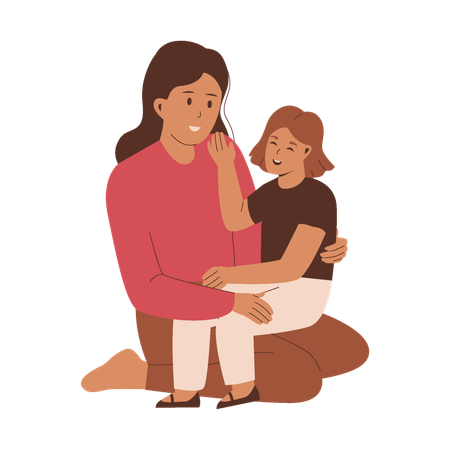 Happy mother with daughter  Illustration