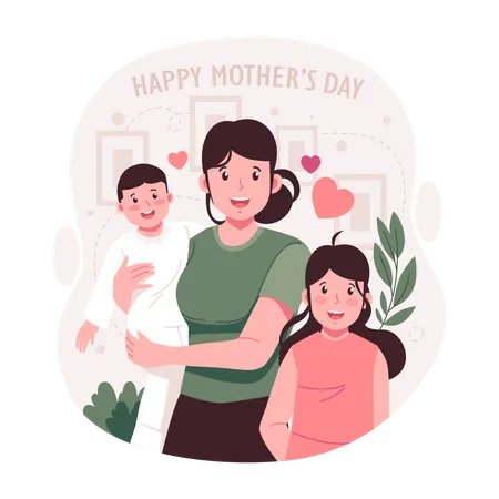 Happy Mothers Day Flat Illustration Illustration