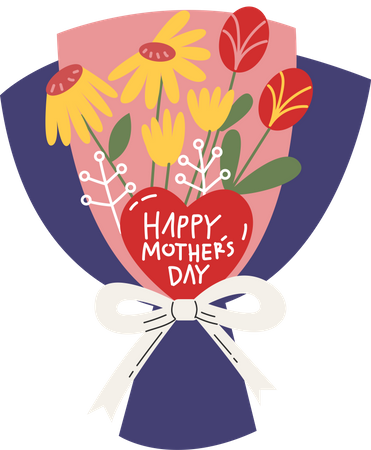 Happy Mother's Day Flower Bouquet  Illustration