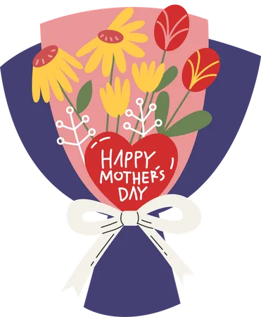 Happy Mother's Day Flower Bouquet  Illustration