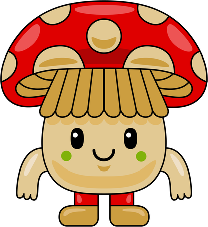 Happy Mushroom Mascot Character  Illustration