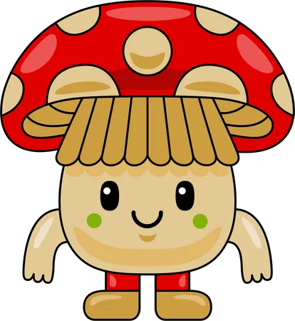 Happy Mushroom Mascot Character  Illustration