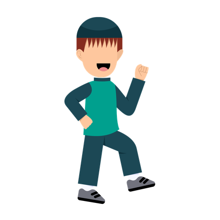 Happy Muslim Boy dancing  Illustration