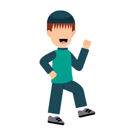 Happy Muslim Boy dancing  Illustration