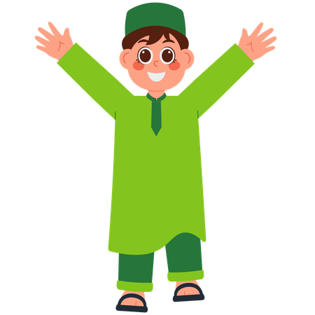 Happy Muslim Boy  Illustration