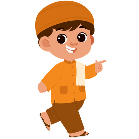 Happy Muslim Boy  Illustration