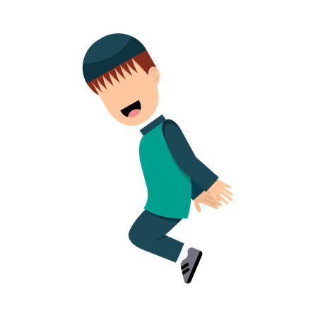 Happy Muslim Boy jumping  Illustration