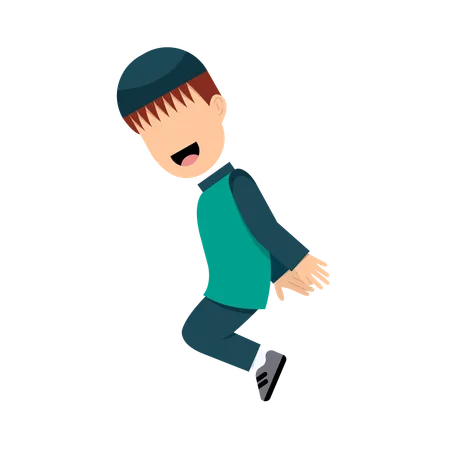 Happy Muslim Boy jumping  Illustration