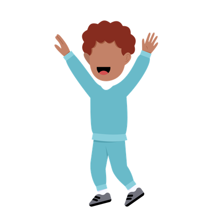 Happy Muslim Boy raising both hands  Illustration