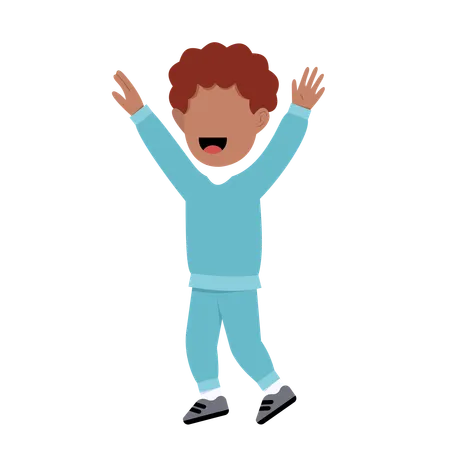 Happy Muslim Boy raising both hands  Illustration