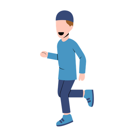 Happy Muslim Boy running  Illustration