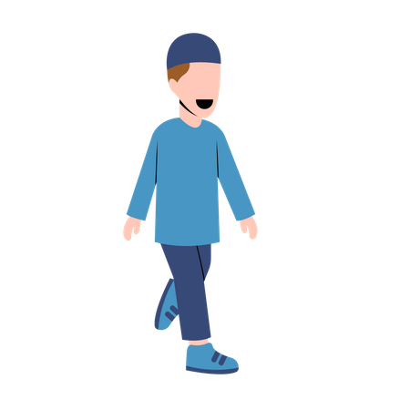 Happy Muslim Boy walking  Illustration