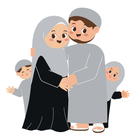 Happy Muslim Family  Illustration