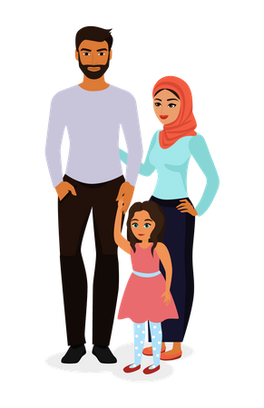 Happy muslim family  Illustration