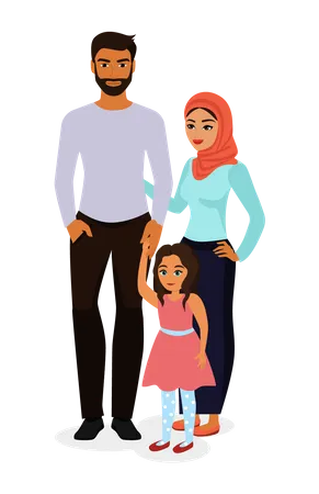 Happy muslim family  Illustration