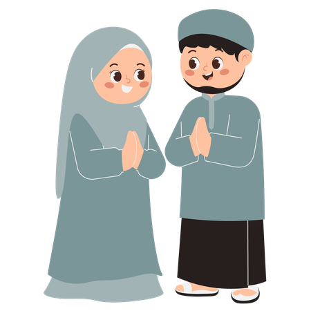 Happy Muslim Family  Illustration