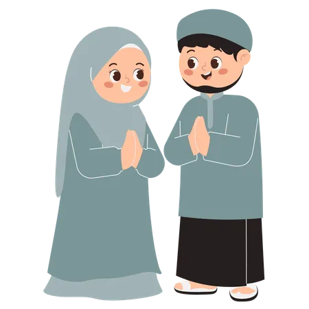 Happy Muslim Family  Illustration